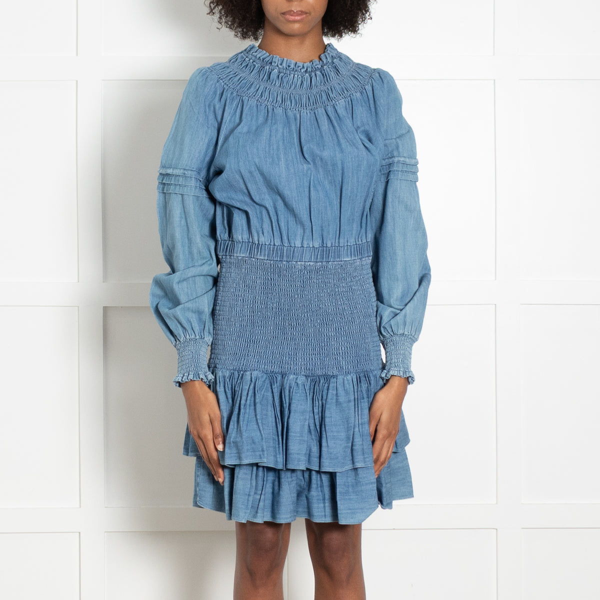 Michael by Michael Kors Denim Dress With Shirred Waist