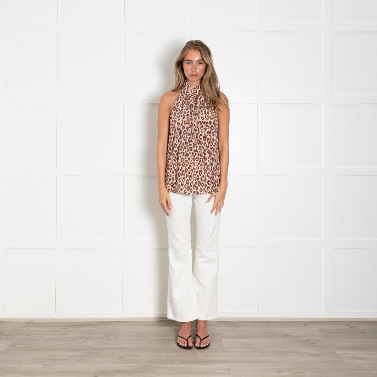 Zimmermann Beige Brown Halter Neck Sleeveless Top