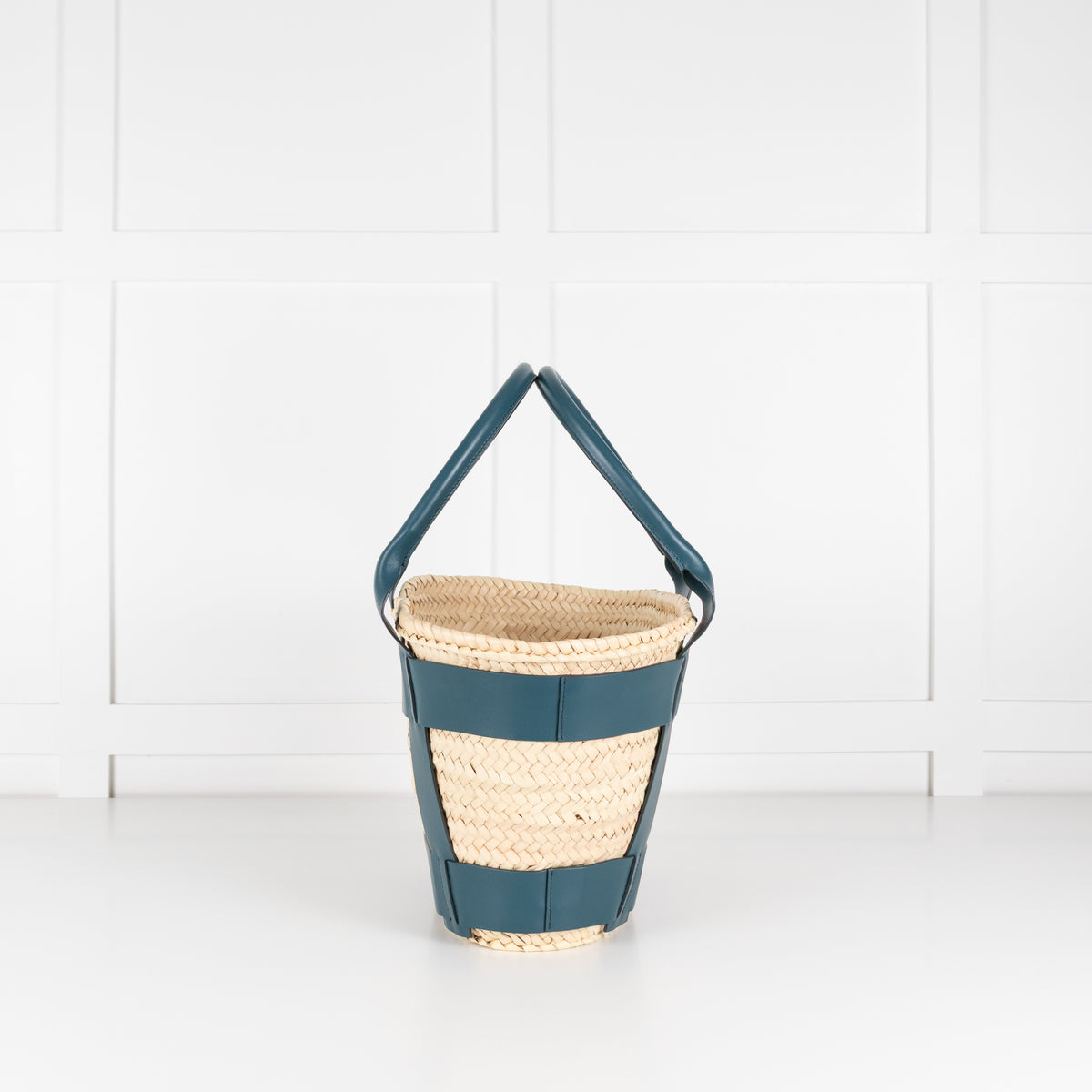 DeMellier Santorini Basket with Green Leather