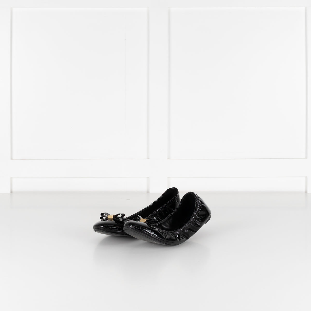 Tory Burch Black Patent Bow Flat Pumps