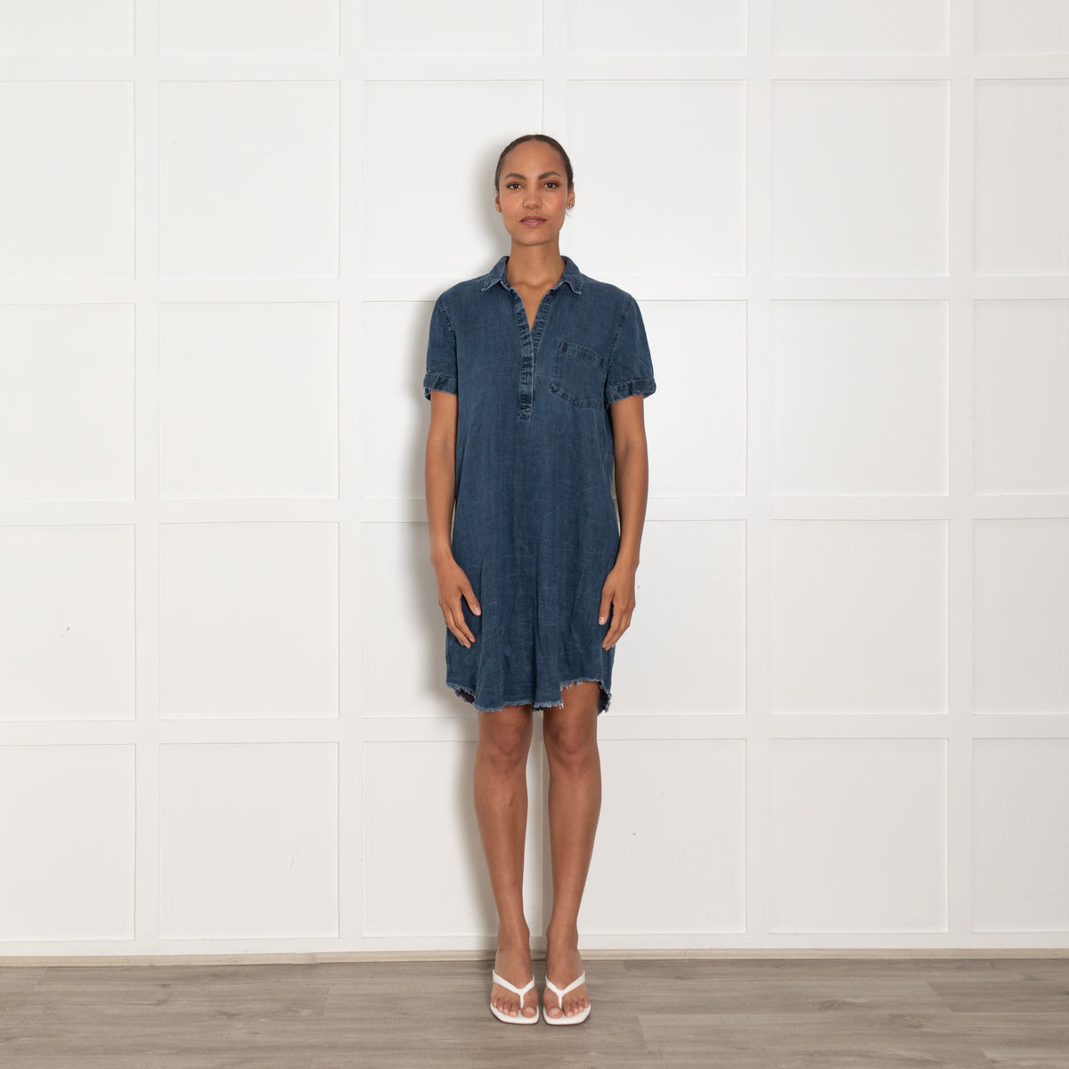 Rails Blue Raw Edge Denim Tunic Dress