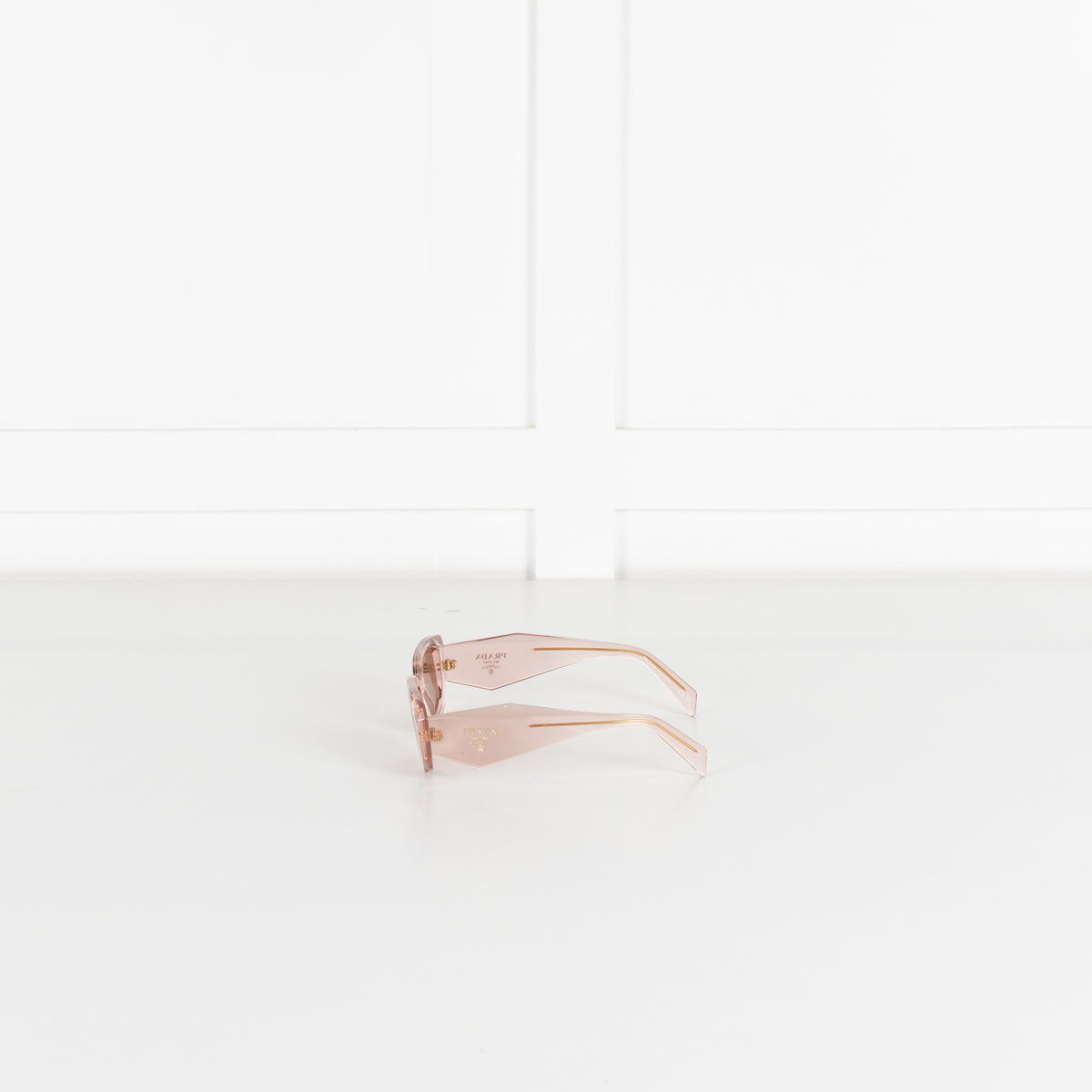 Prada Clear Pink Rectangular Sunglasses