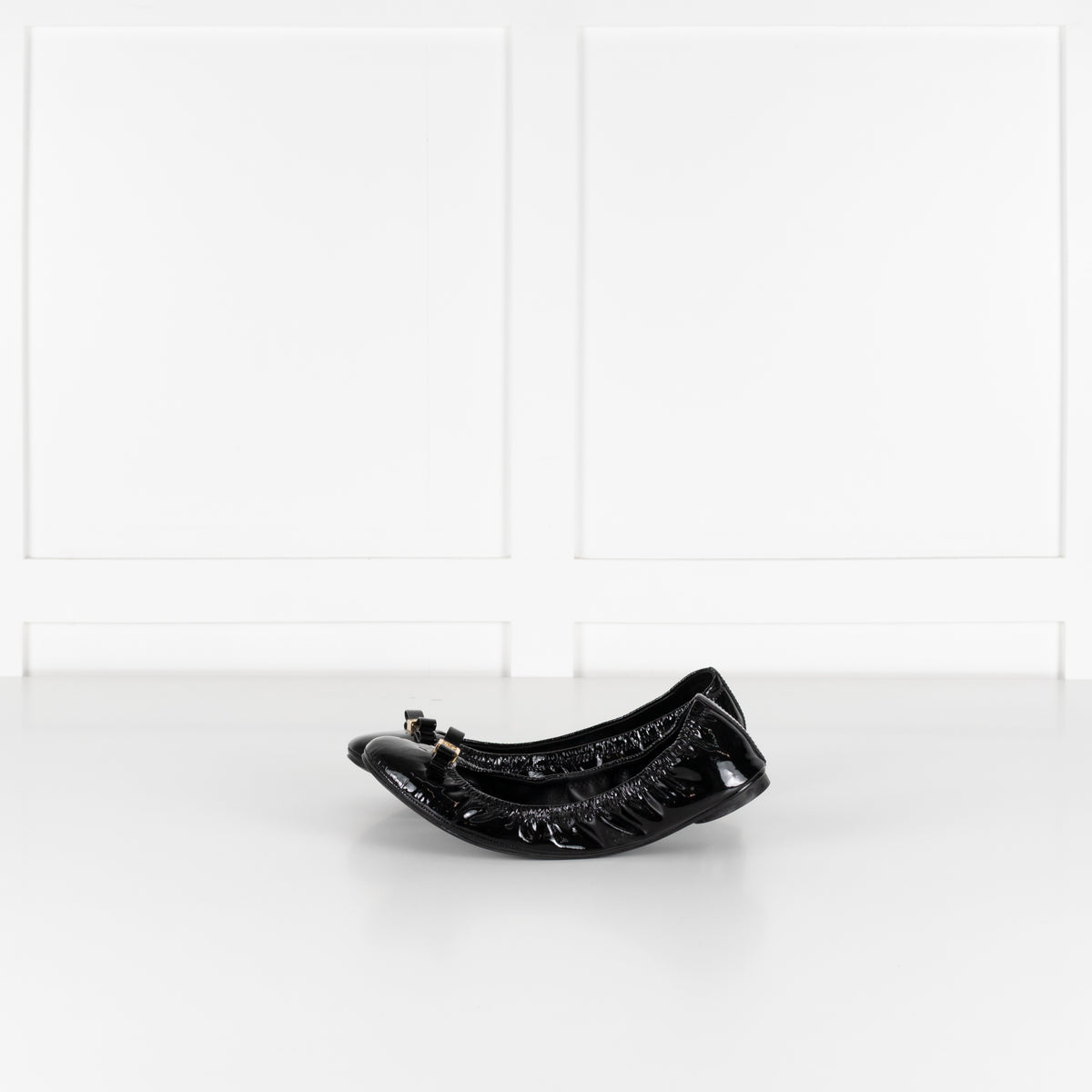 Tory Burch Black Patent Bow Flat Pumps