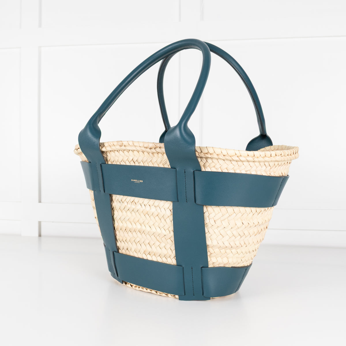 DeMellier Santorini Basket with Green Leather