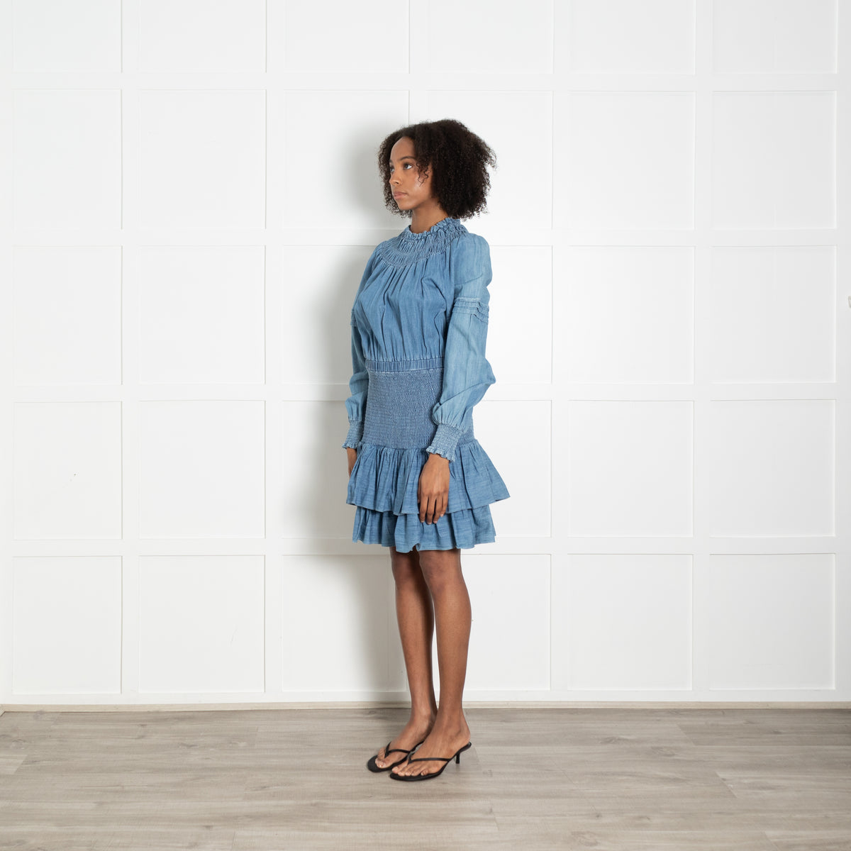 Michael by Michael Kors Denim Dress With Shirred Waist