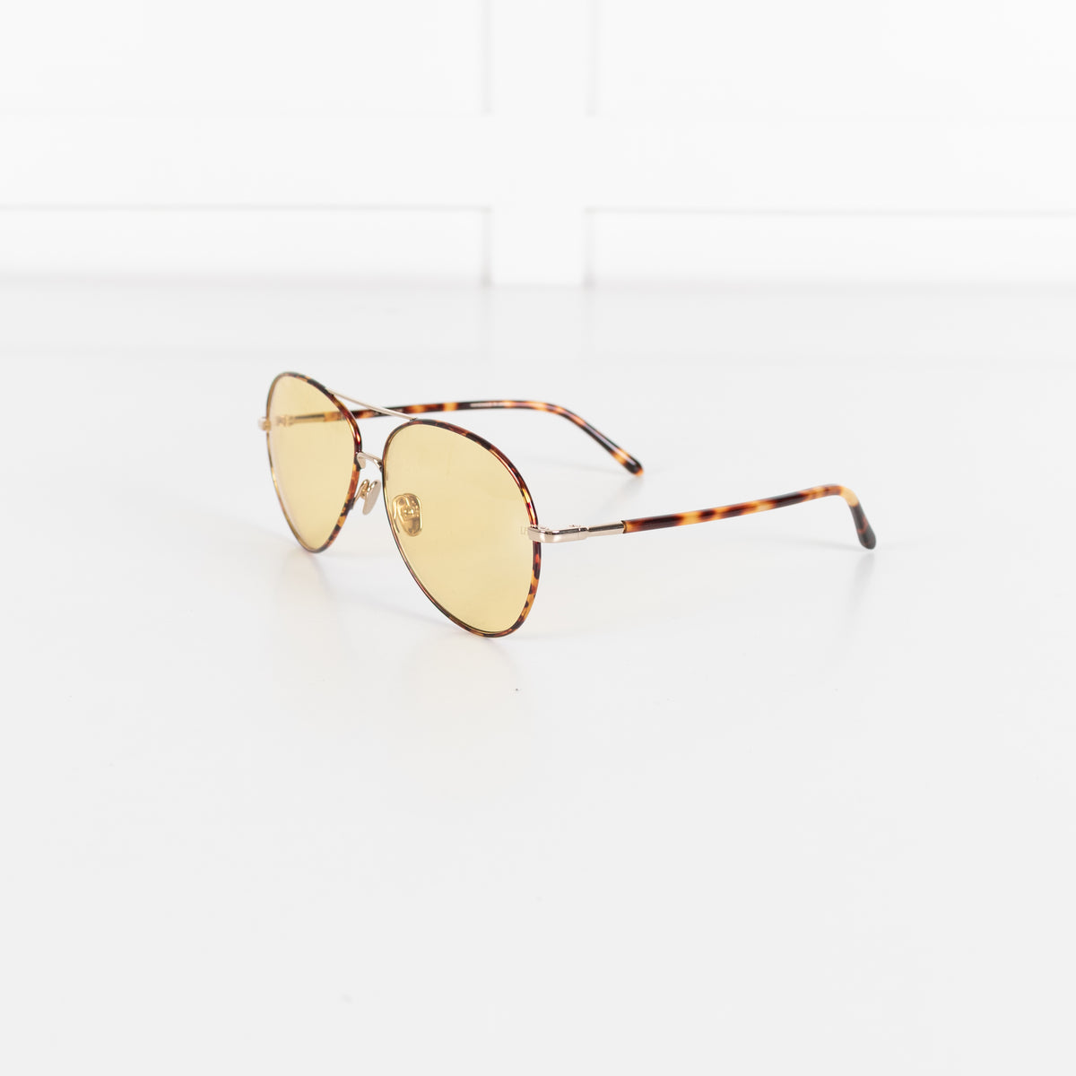 Linda Farrow Tortoiseshell  Aviator with Green Lens