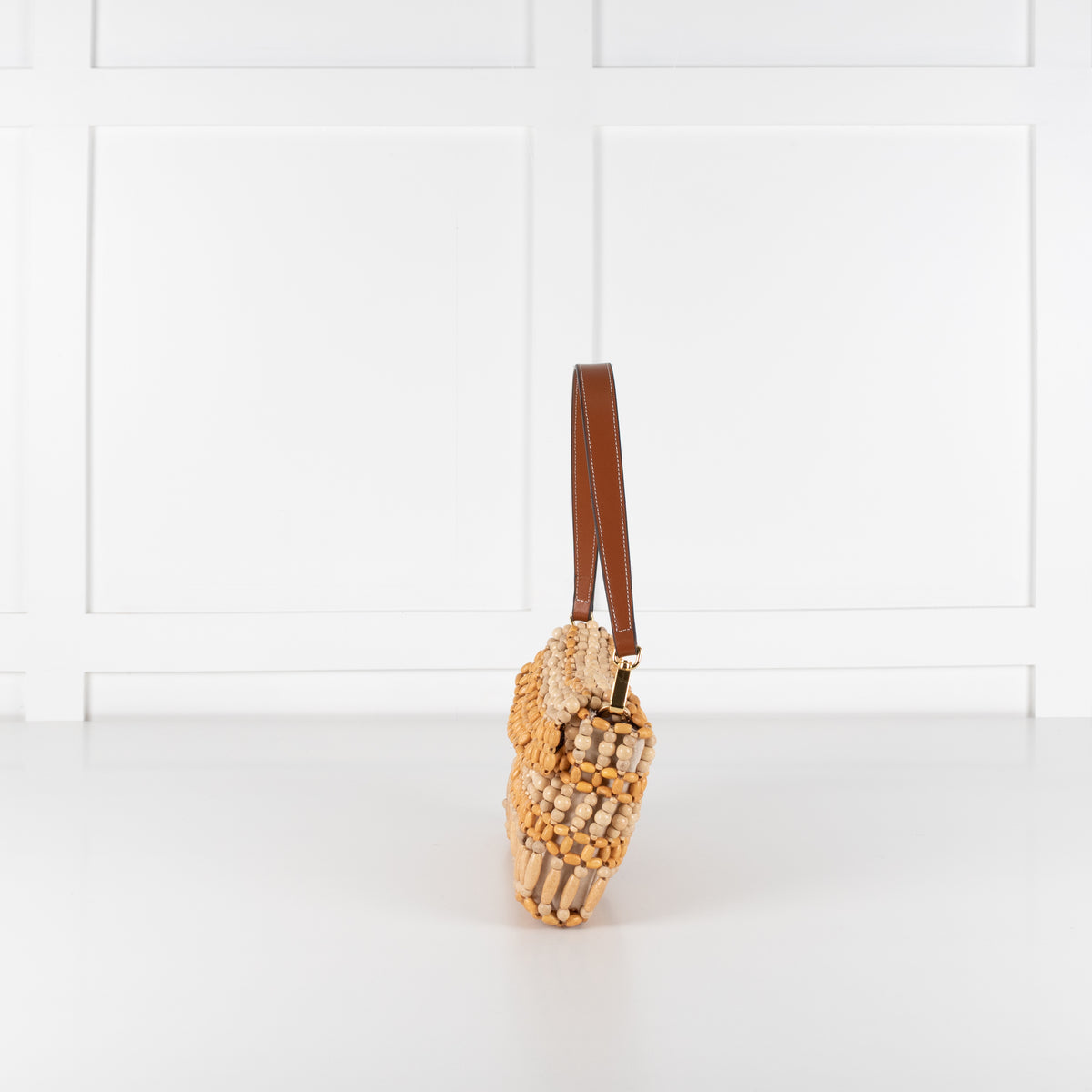 STAUD Timmy Wooden Bead Fold Over Shoulder Bag