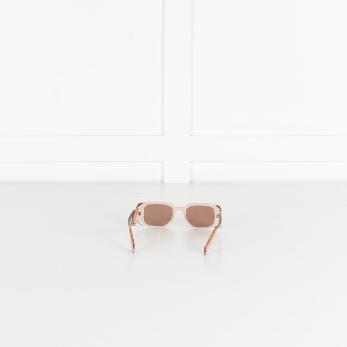 Prada Clear Pink Rectangular Sunglasses