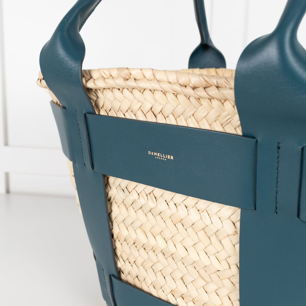 DeMellier Santorini Basket with Green Leather