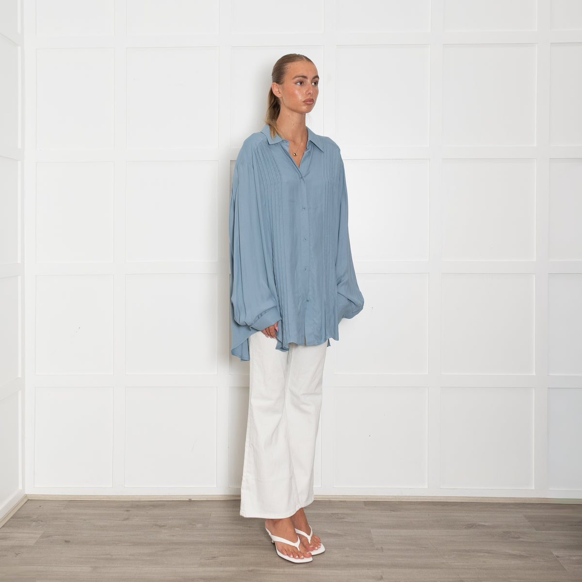 Raey Light Blue Viscose Mensey Shirt