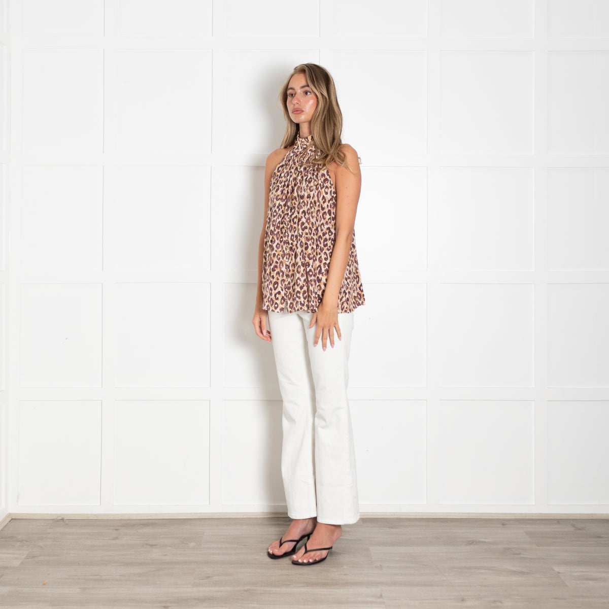 Zimmermann Beige Brown Halter Neck Sleeveless Top