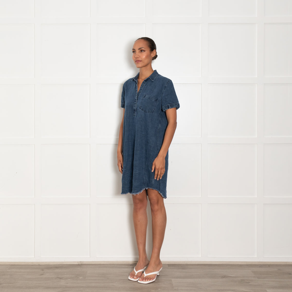 Rails Blue Raw Edge Denim Tunic Dress