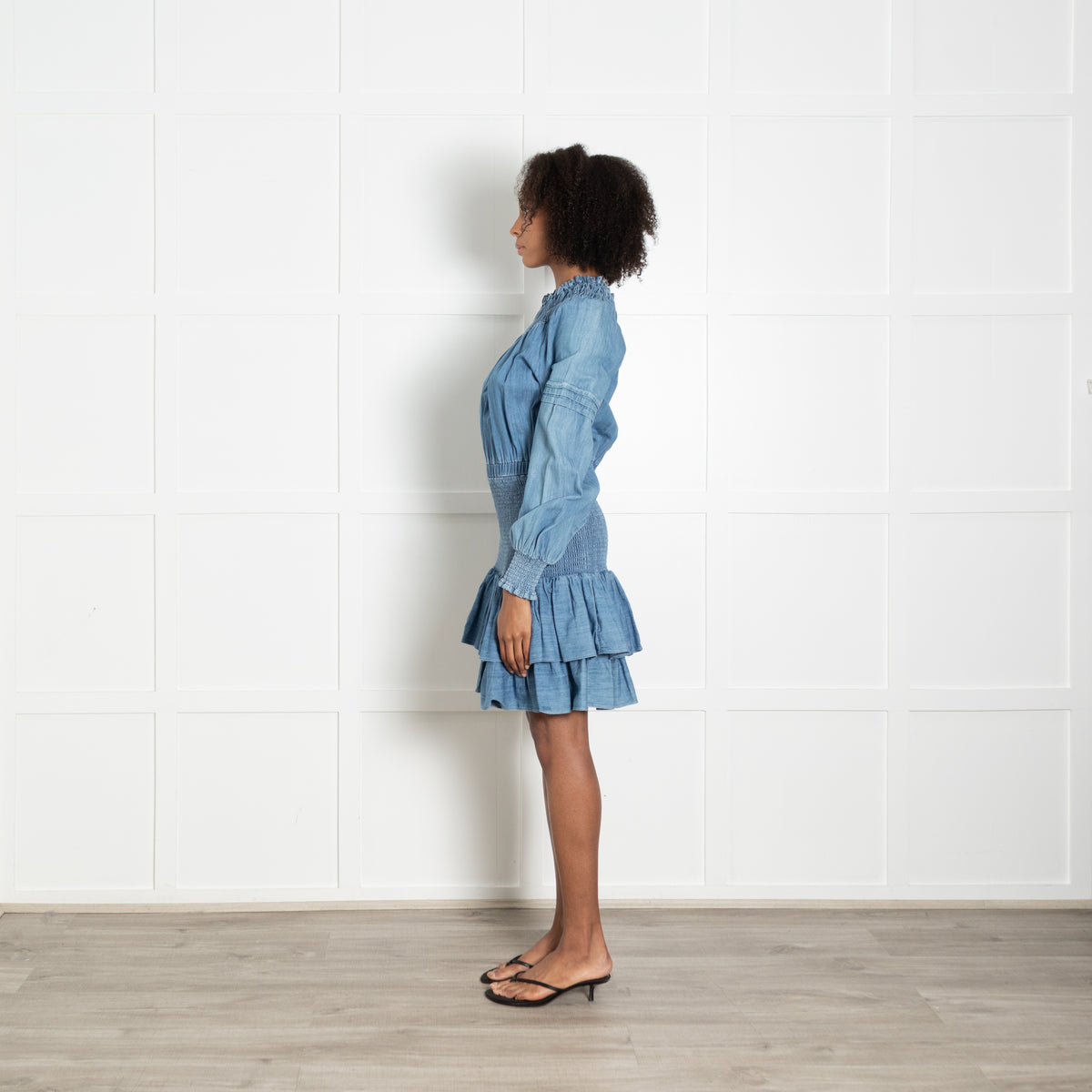 Michael by Michael Kors Denim Dress With Shirred Waist