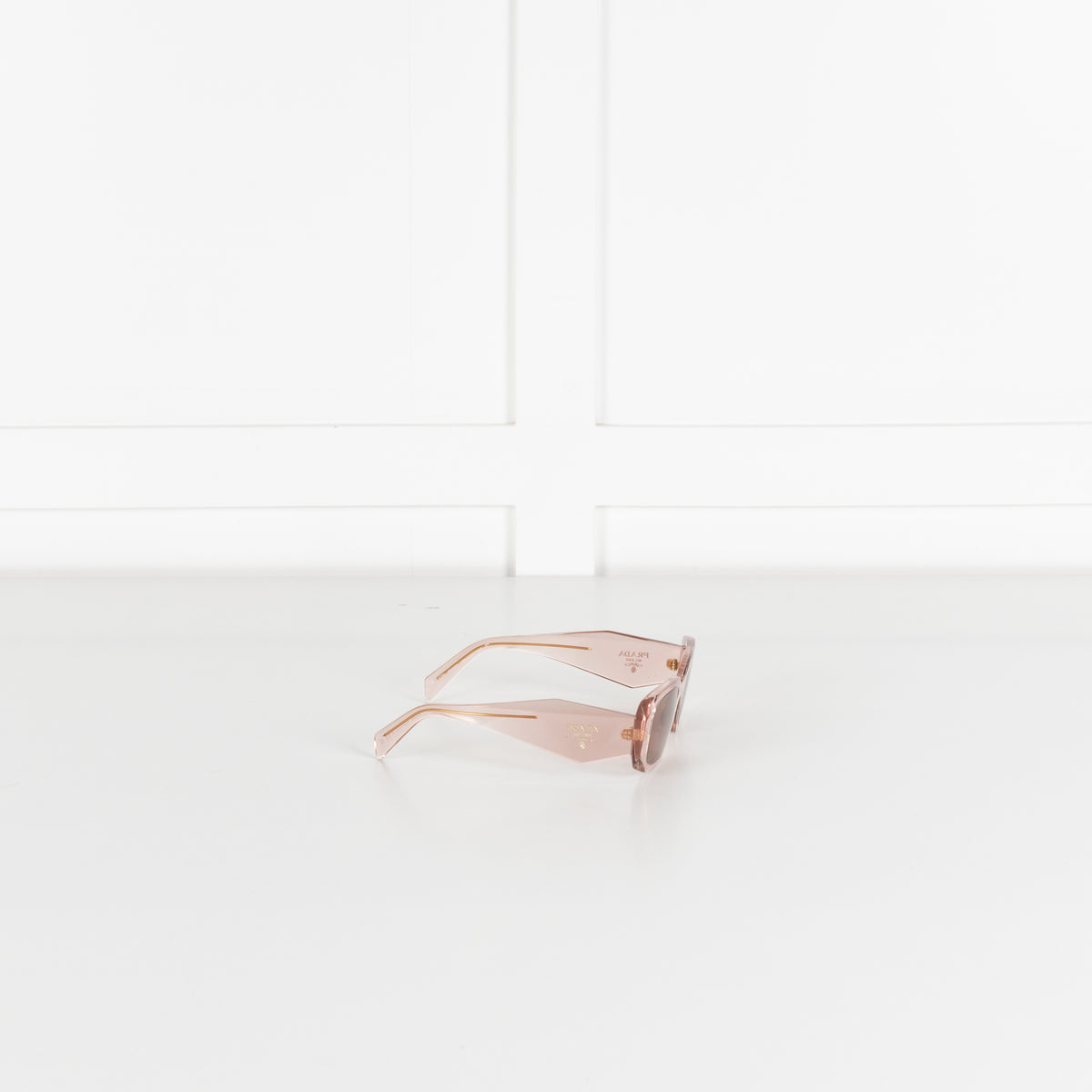 Prada Clear Pink Rectangular Sunglasses