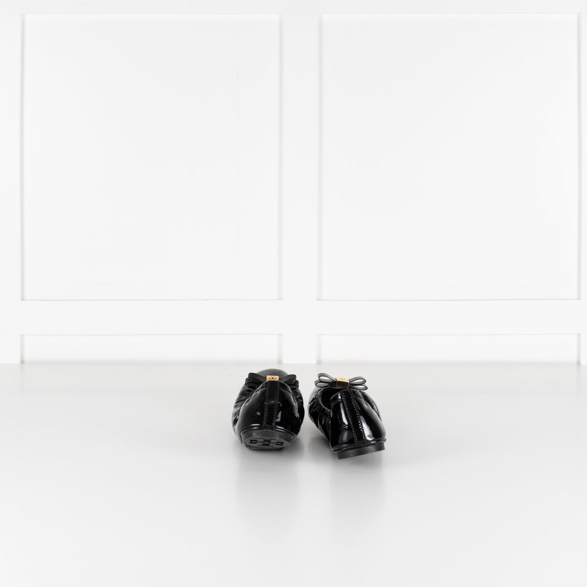 Tory Burch Black Patent Bow Flat Pumps