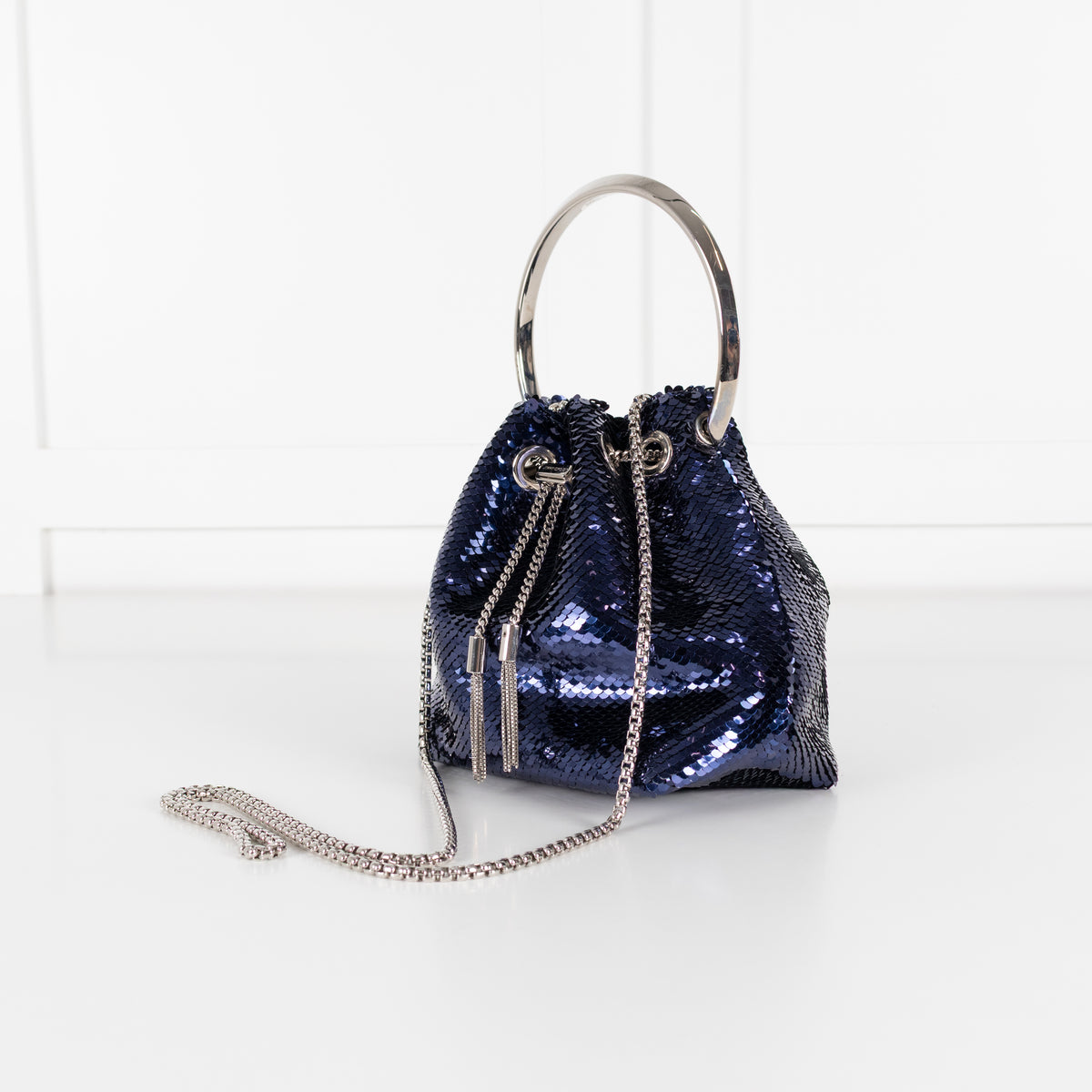 Jimmy Choo Blue Sequin Bon Bon Bag