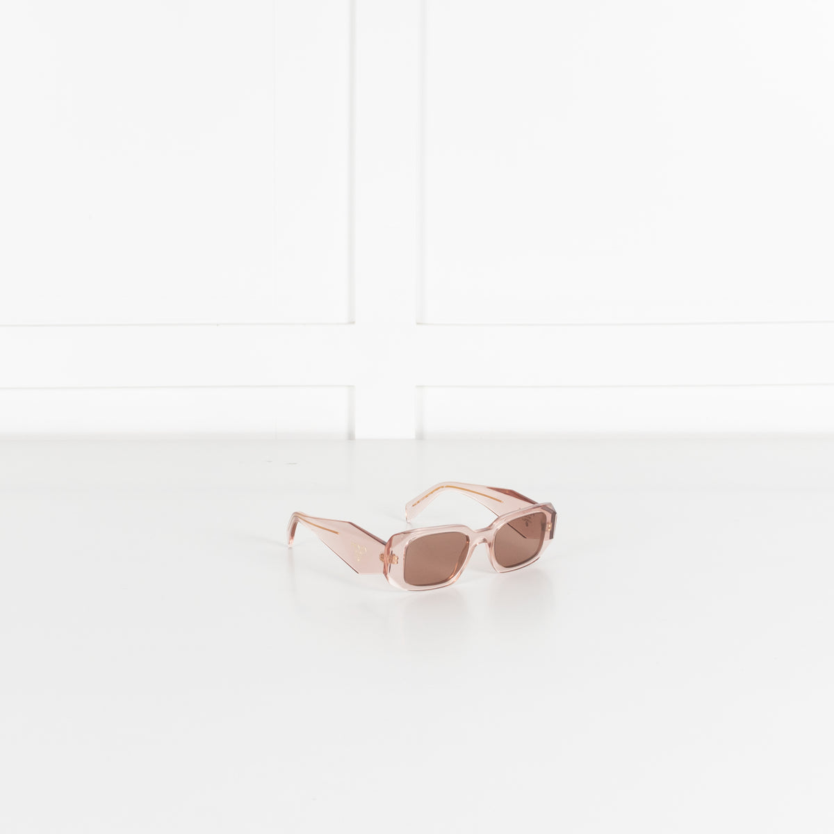 Prada Clear Pink Rectangular Sunglasses