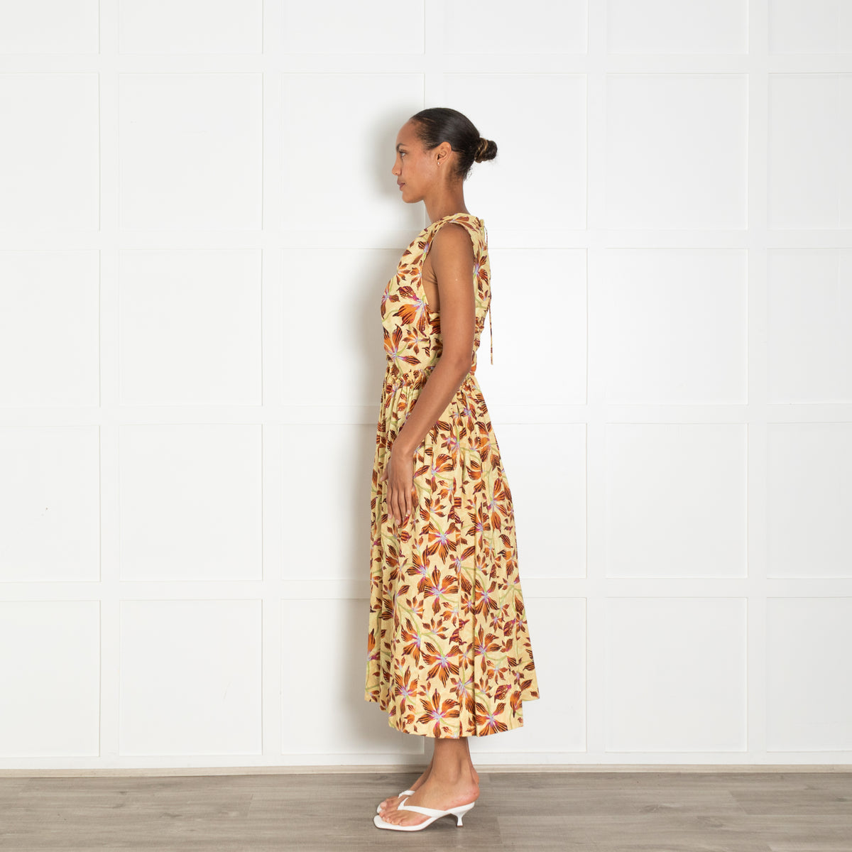 Ulla Johnson Yellow Rust Floral Sleeveless Maxi Dress