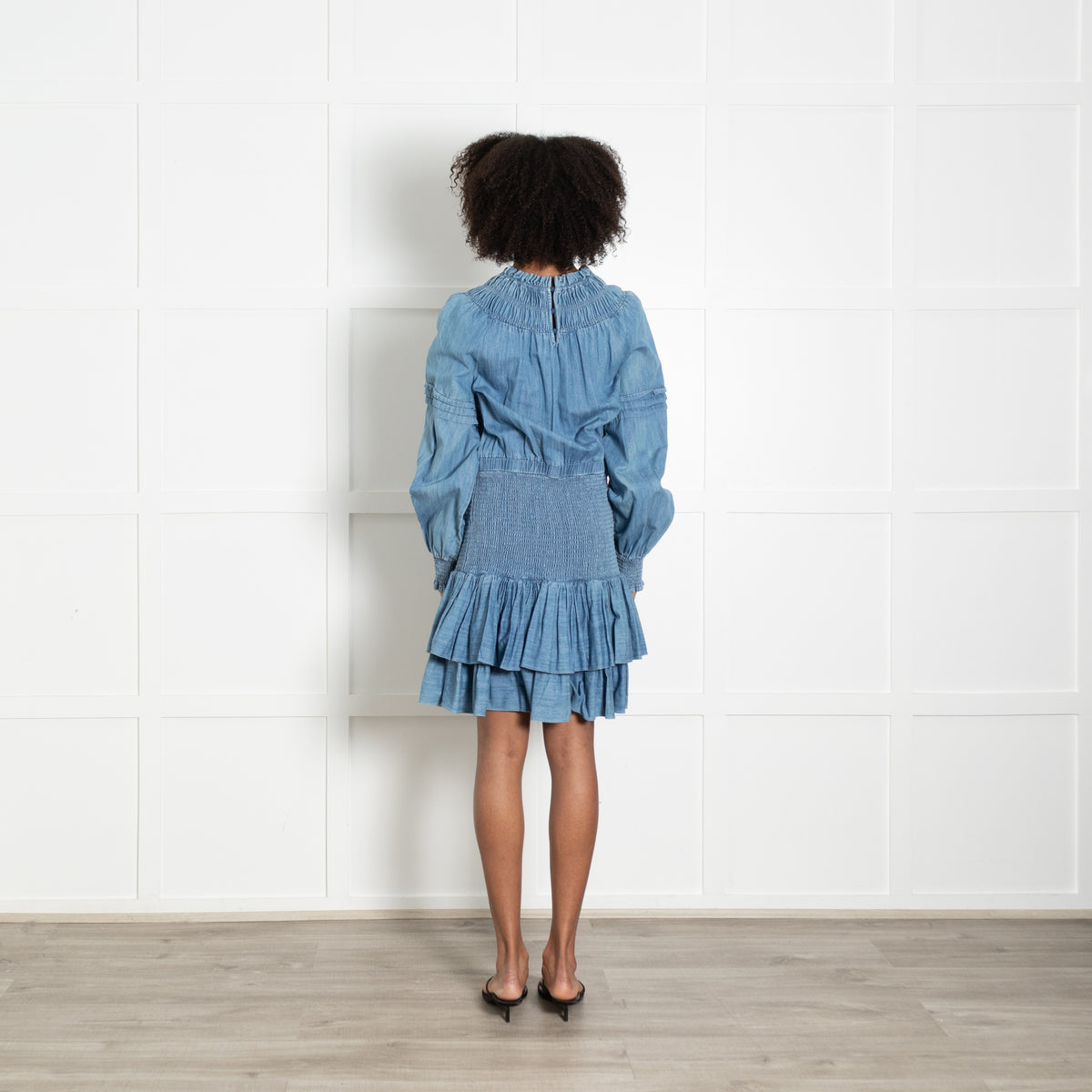 Michael by Michael Kors Denim Dress With Shirred Waist