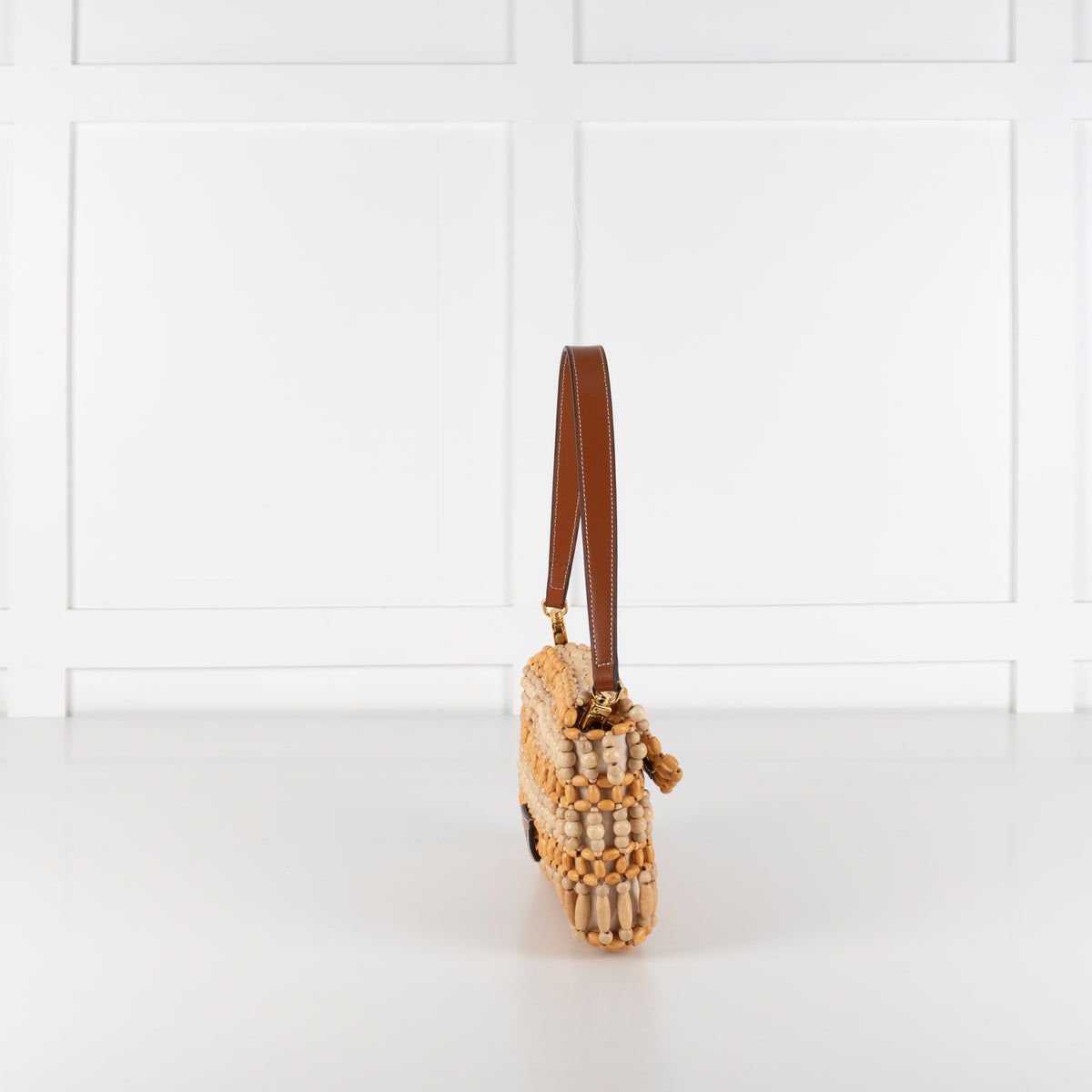 STAUD Timmy Wooden Bead Fold Over Shoulder Bag