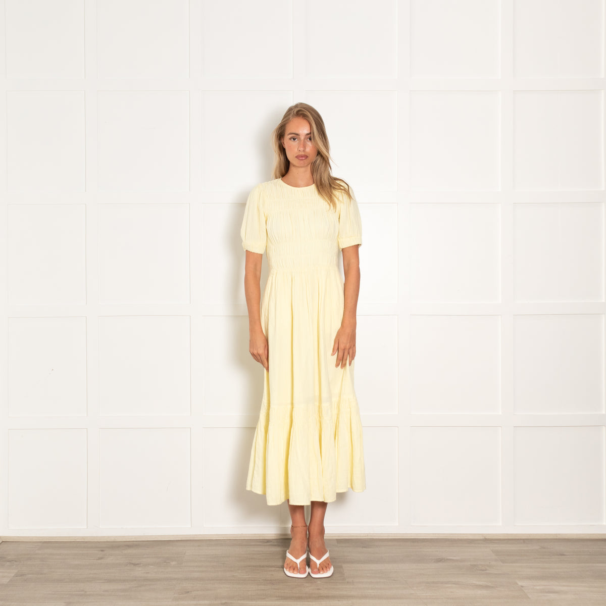 Me + Em Yellow Cotton Smock Detail Maxi Dress