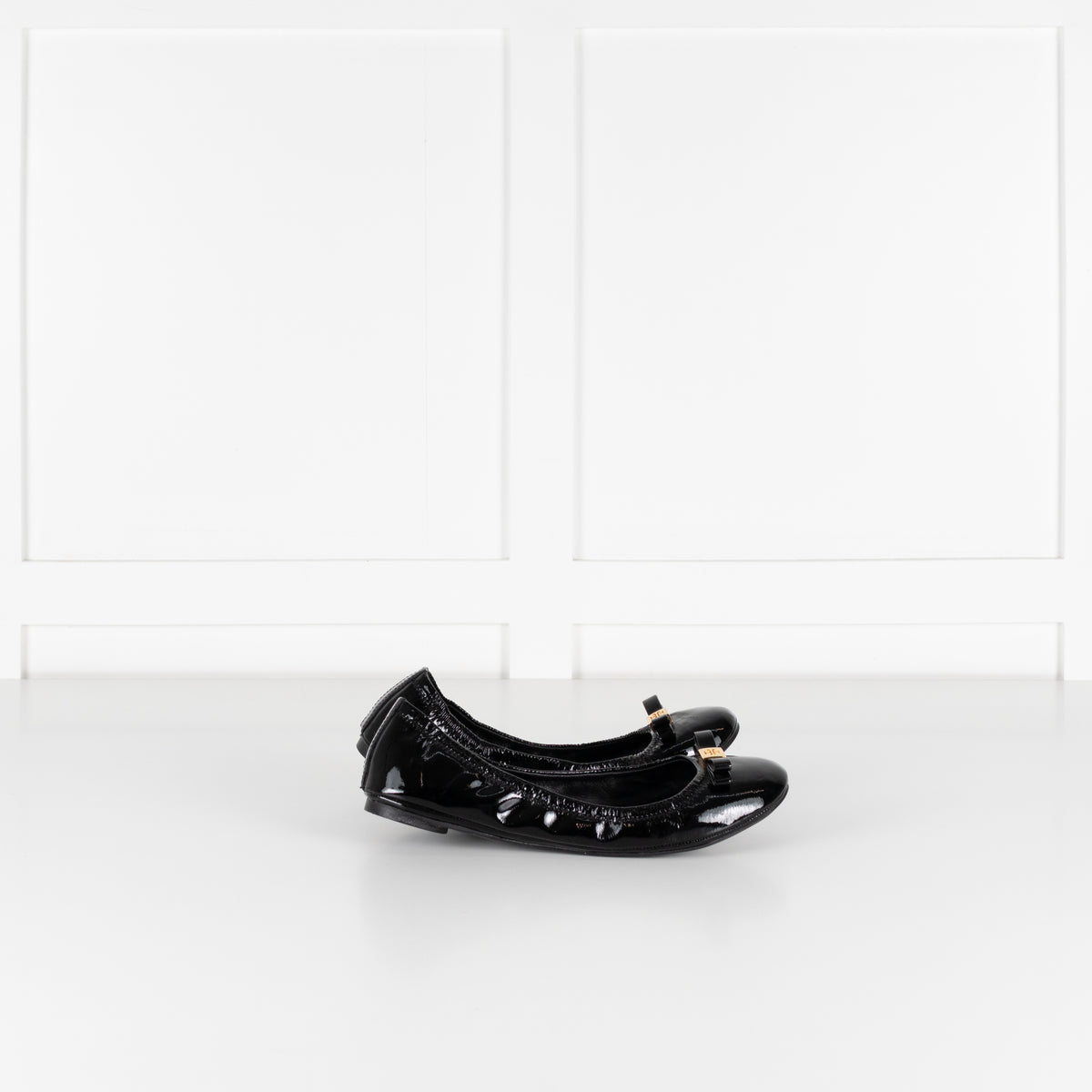 Tory Burch Black Patent Bow Flat Pumps