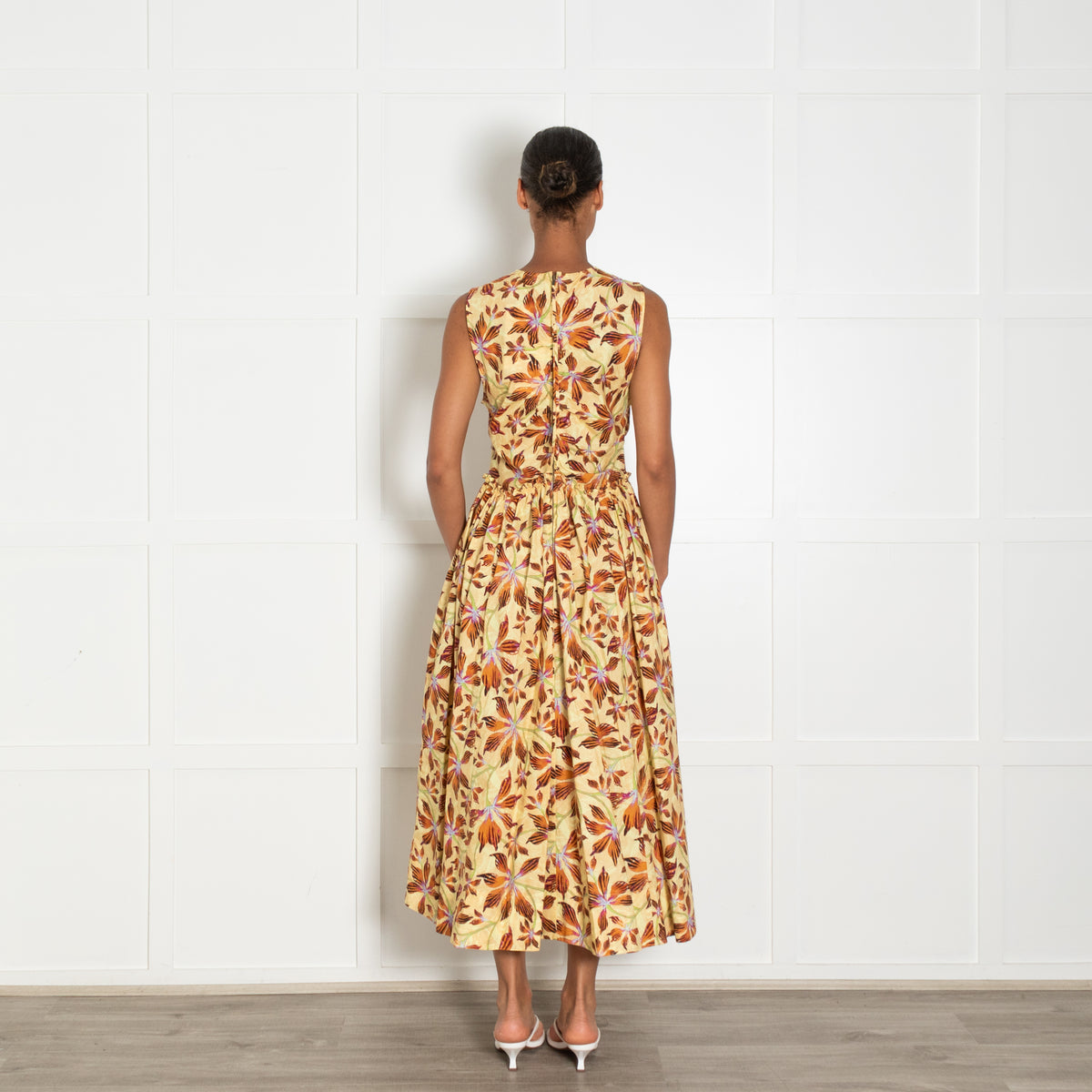 Ulla Johnson Yellow Rust Floral Sleeveless Maxi Dress