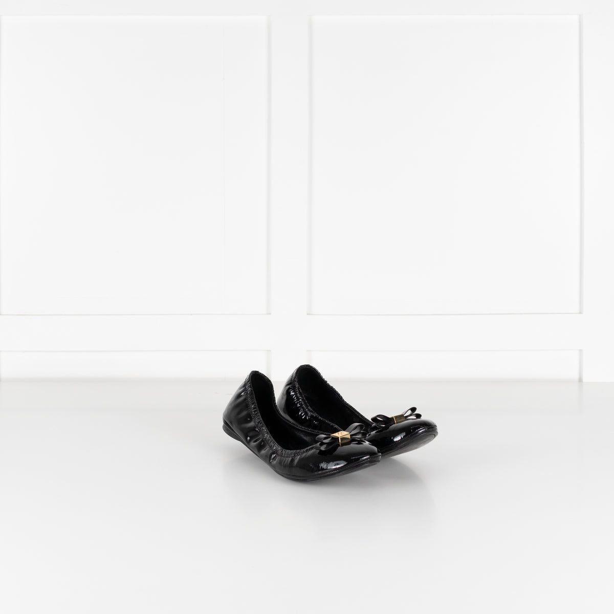 Tory Burch Black Patent Bow Flat Pumps
