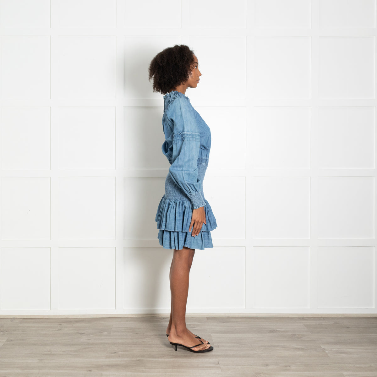 Michael by Michael Kors Denim Dress With Shirred Waist