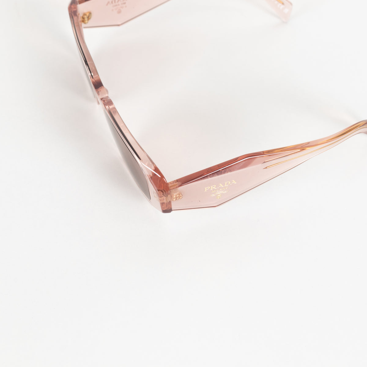 Prada Clear Pink Rectangular Sunglasses