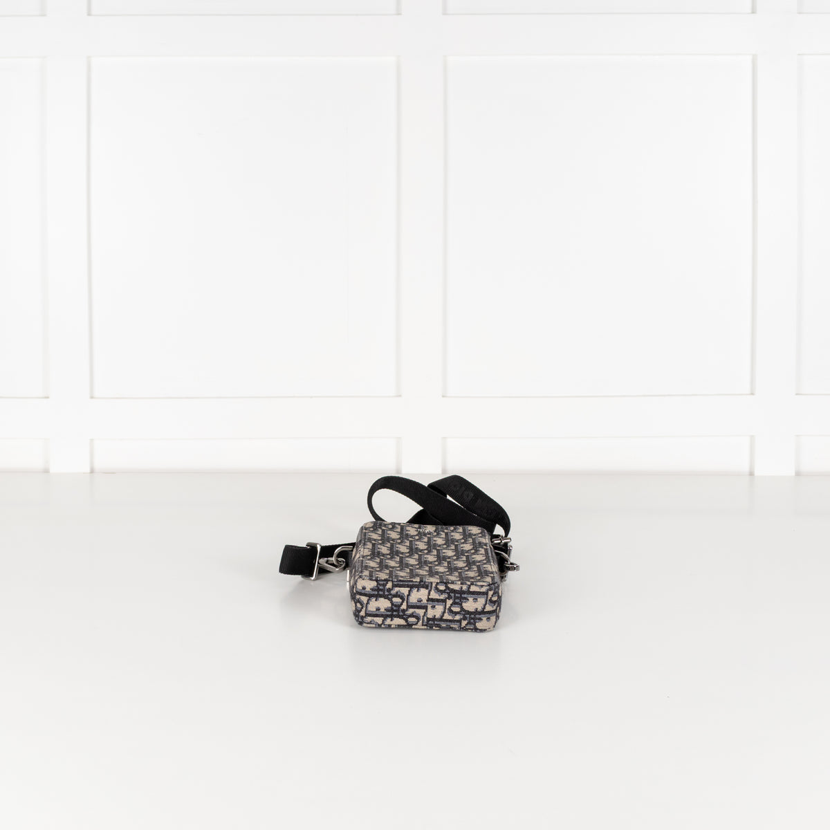 Christian Dior Beige Black Oblique Jacquard Vertical Crossbody Pouch