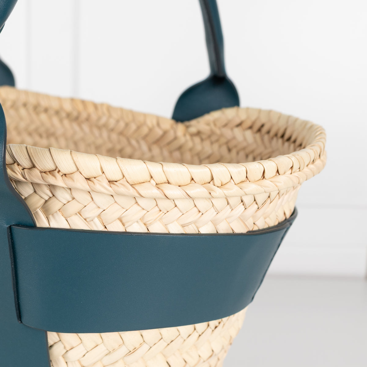 DeMellier Santorini Basket with Green Leather
