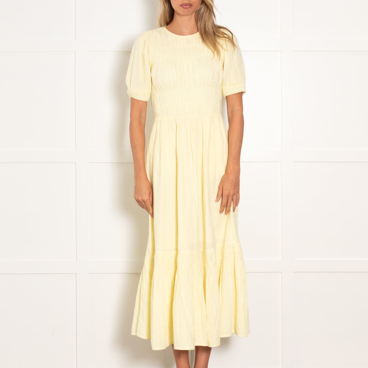 Me + Em Yellow Cotton Smock Detail Maxi Dress