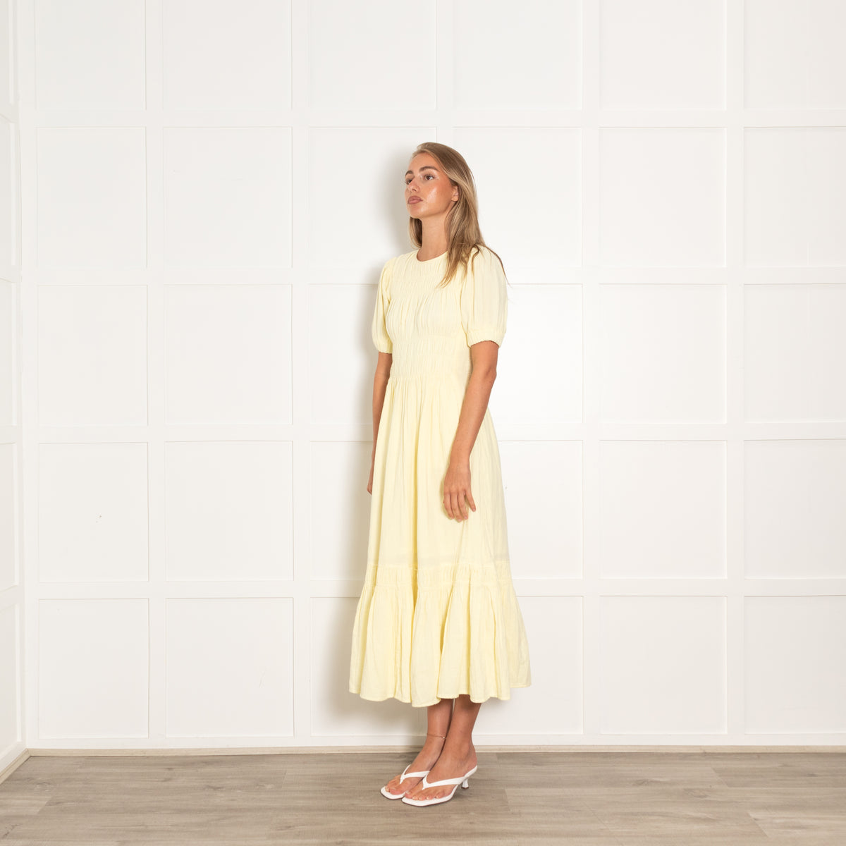 Me + Em Yellow Cotton Smock Detail Maxi Dress
