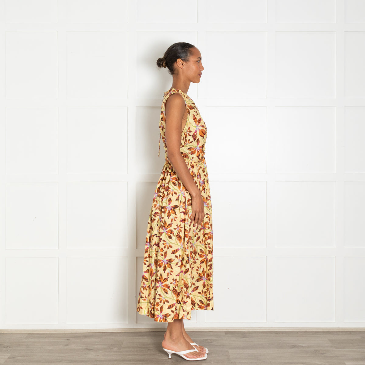 Ulla Johnson Yellow Rust Floral Sleeveless Maxi Dress