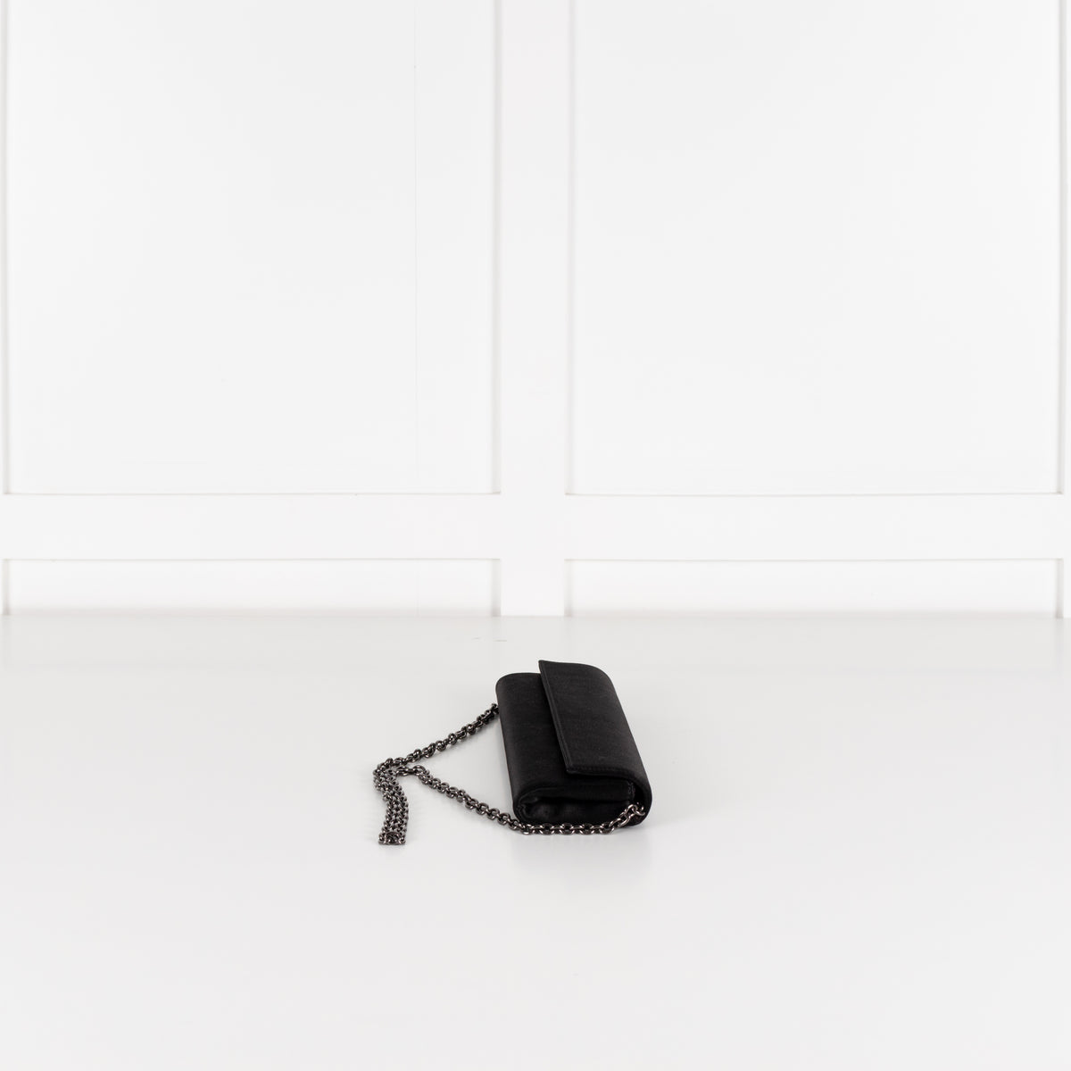 Talbot Runhof x Rodo Black Satin Flap Narrow Evening Bag