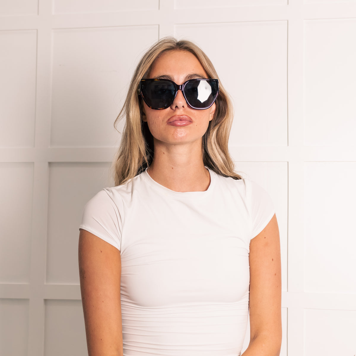 Linda Farrow Sabine Acetate Tortoise Shell Sunglasses