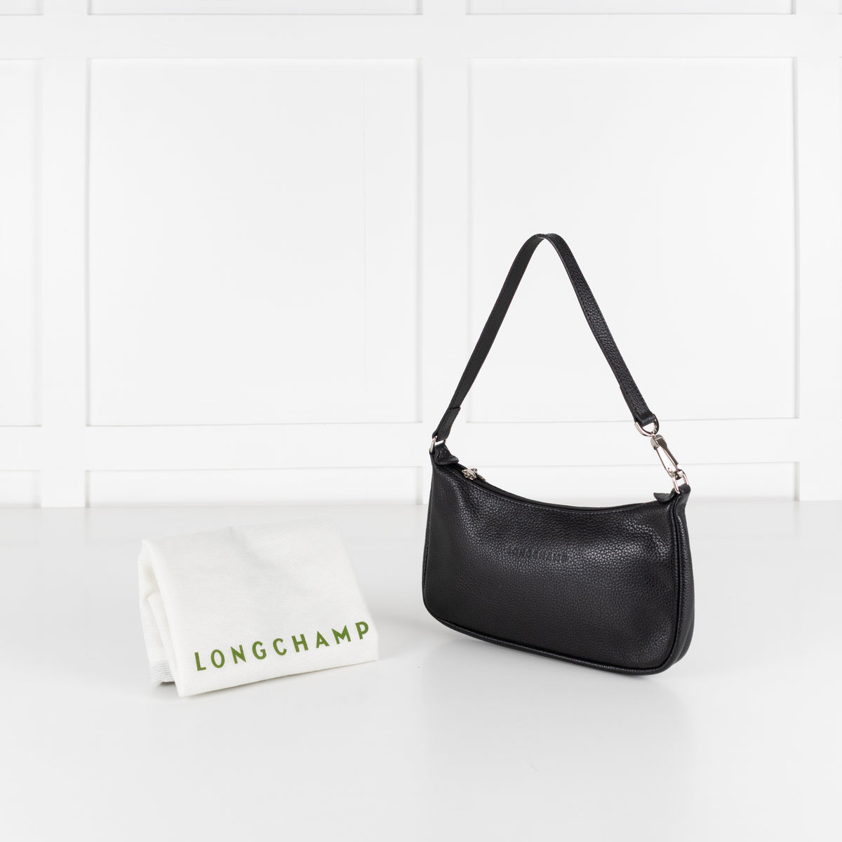 Longchamp Black Leather Shoulder Bag