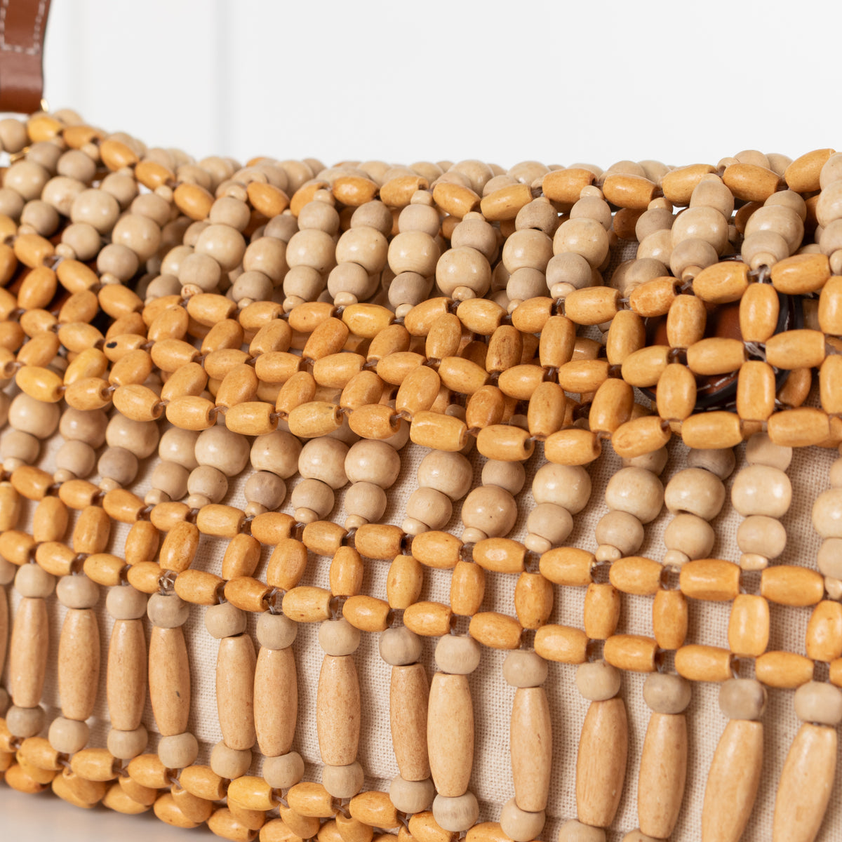 STAUD Timmy Wooden Bead Fold Over Shoulder Bag