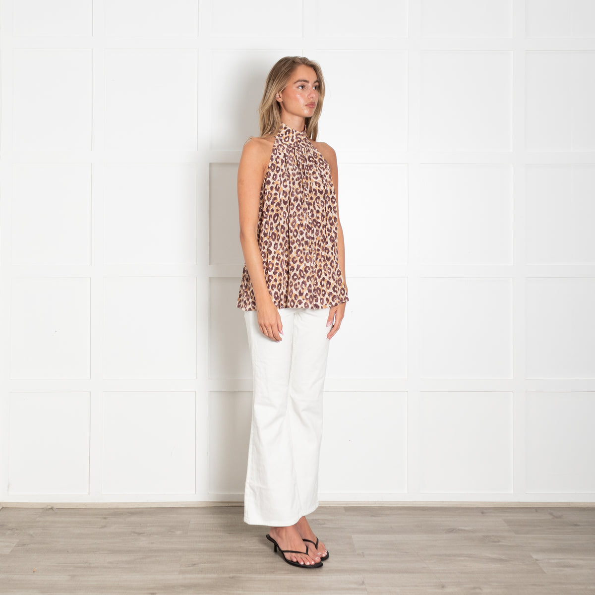 Zimmermann Beige Brown Halter Neck Sleeveless Top