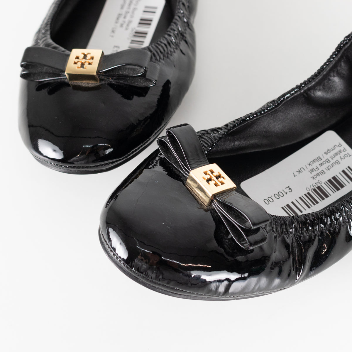 Tory Burch Black Patent Bow Flat Pumps