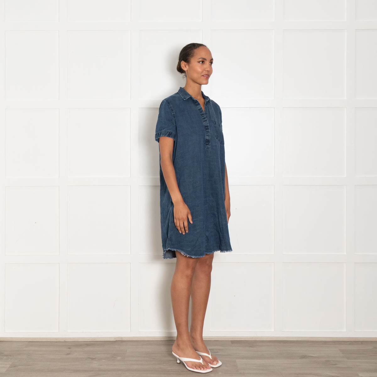Rails Blue Raw Edge Denim Tunic Dress