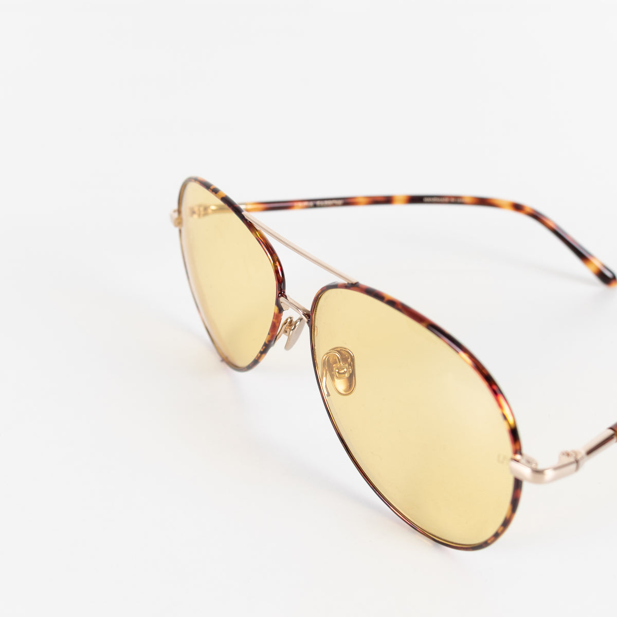 Linda Farrow Titanium Tortoise Shell Aviator with Green Lens