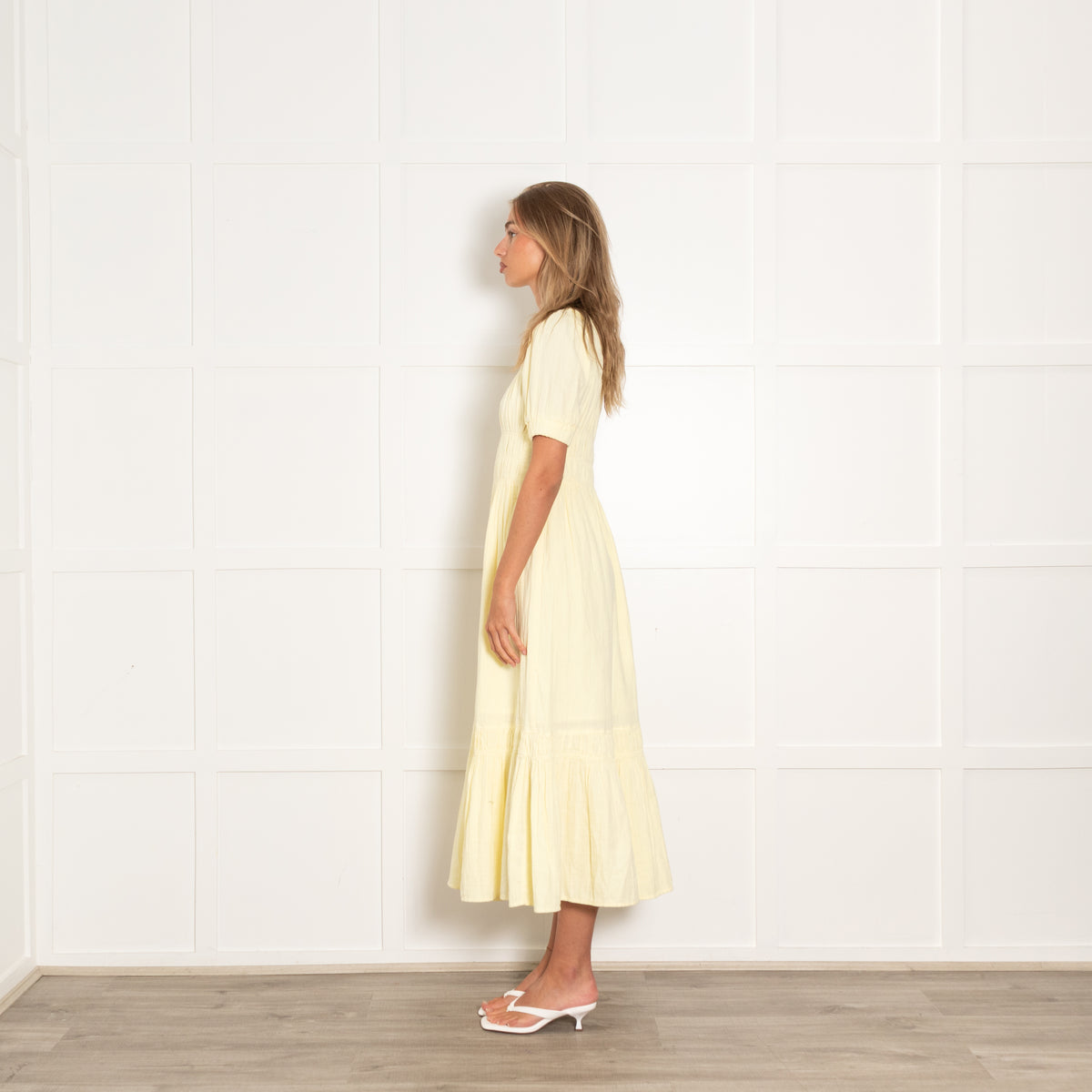Me + Em Yellow Cotton Smock Detail Maxi Dress