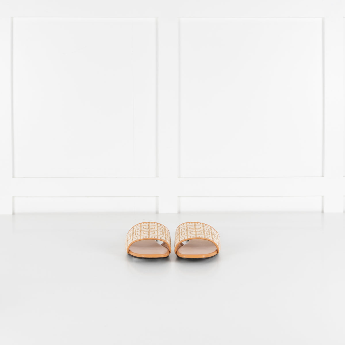Givenchy Beige 4G Logo Embroidered Flat Sandals