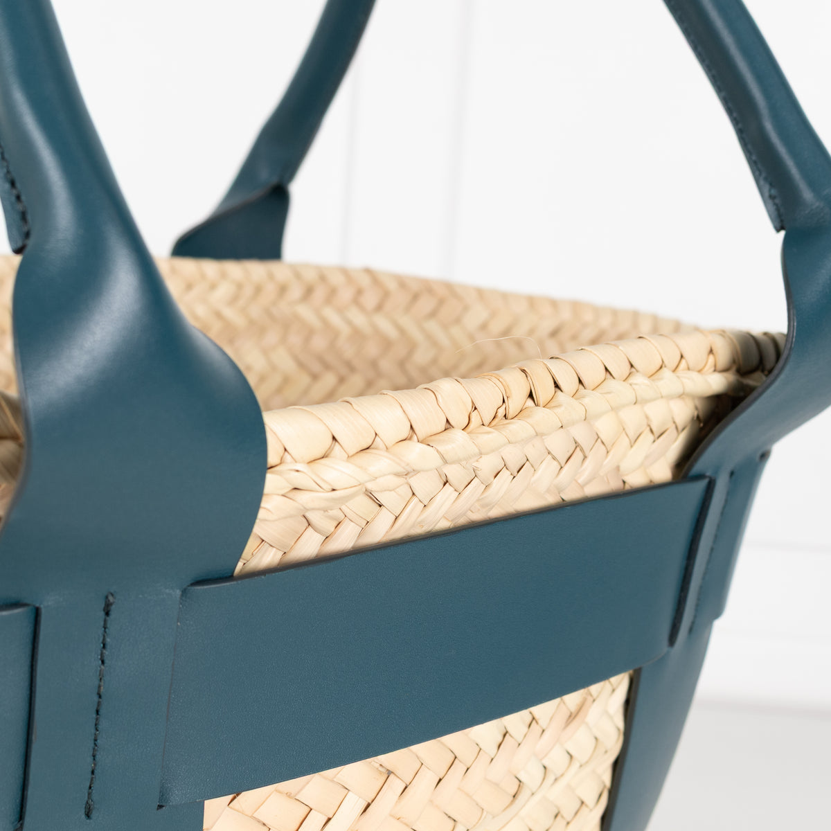 DeMellier Santorini Basket with Green Leather