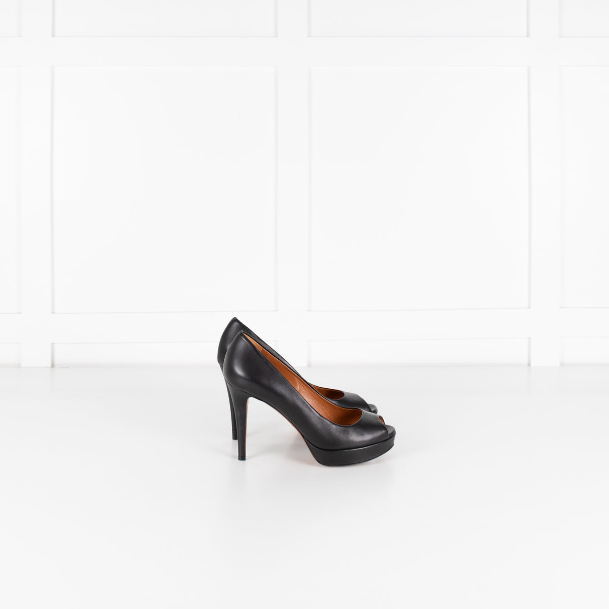 Gucci Black Open-Toe Wedge-Heeled Stilettos