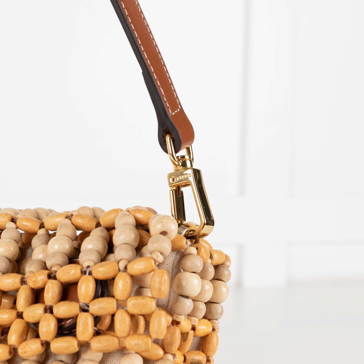 STAUD Timmy Wooden Bead Fold Over Shoulder Bag
