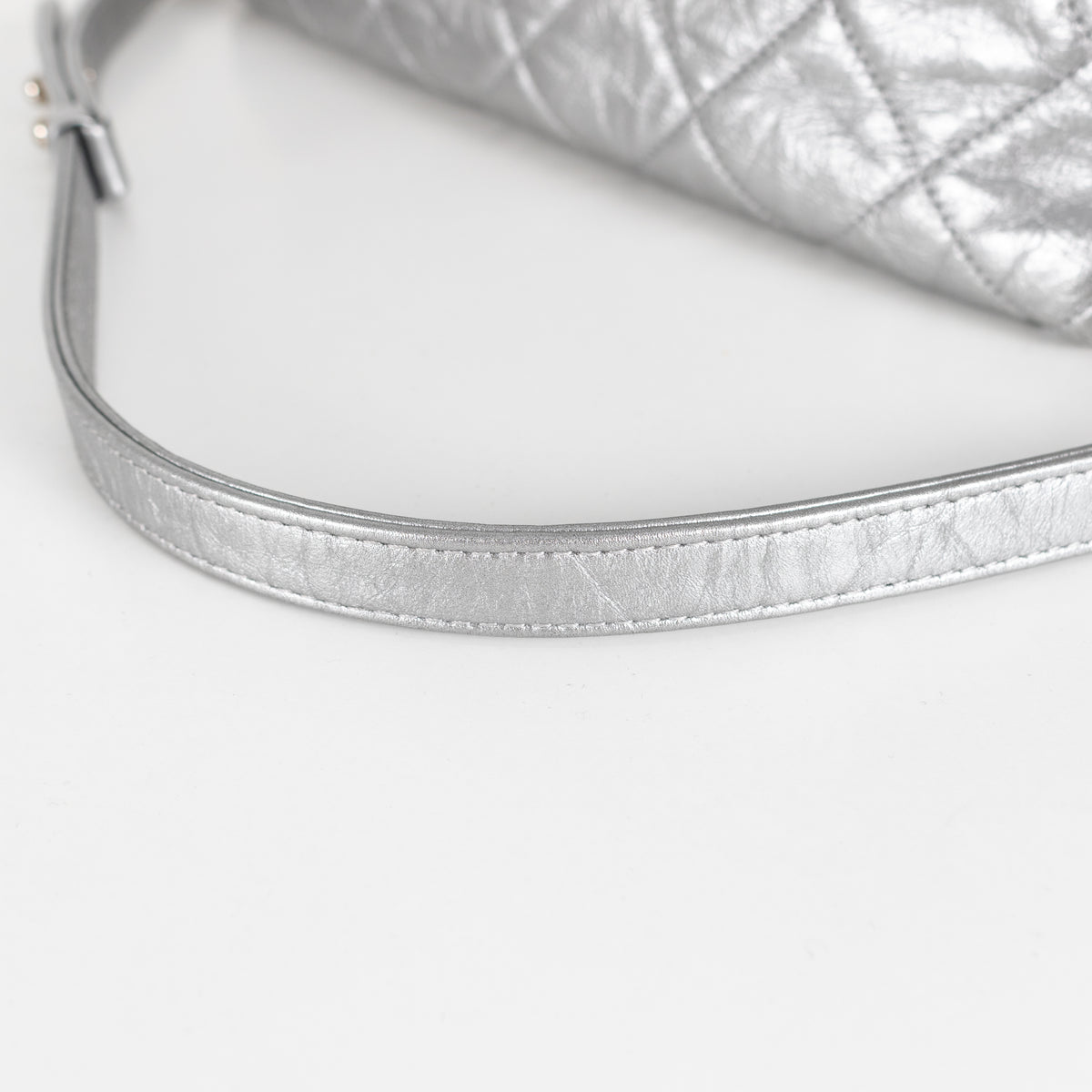 Chanel Leather Turn Lock Chain Silver Shoulder Bag