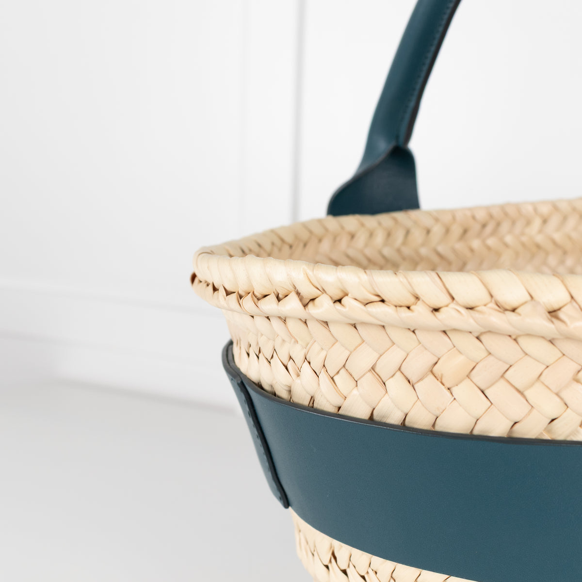 DeMellier Santorini Basket with Green Leather